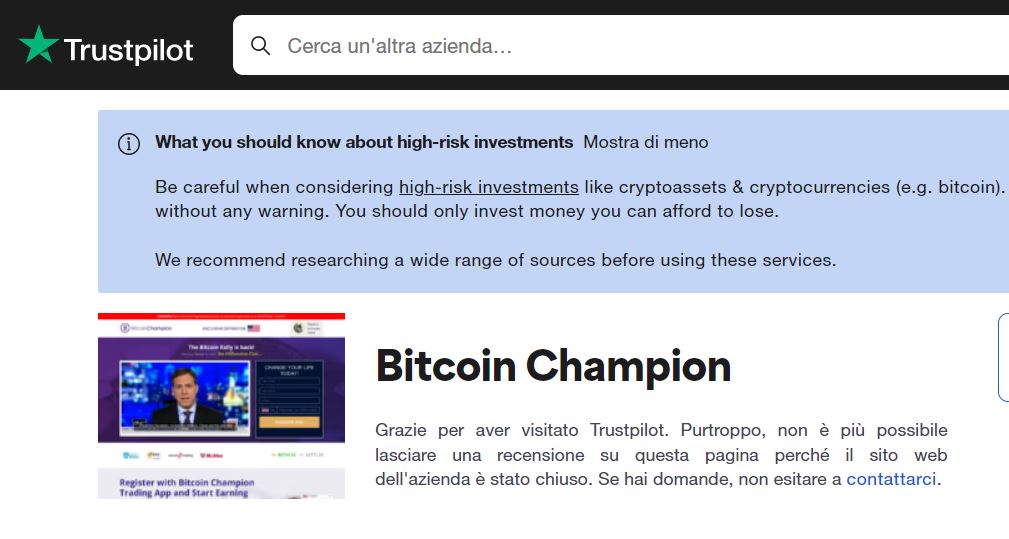 Bitcoin Champion recensioni e opinioni reali